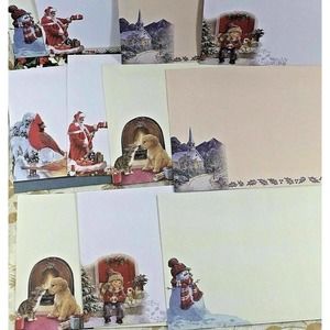 Set 11 Christmas Holiday Decorative Envelopes Santa Claus Sled Snowman Dog Cat